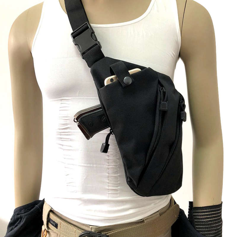 Men Women Canvas Crossbody Shoulder Chest Backpack Anti Theft Gun Holster Tacti