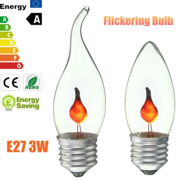 3W E27 Retro Fire Flame Candle Edison Light Bulb Lamp Chandelier Red Lighting 2
