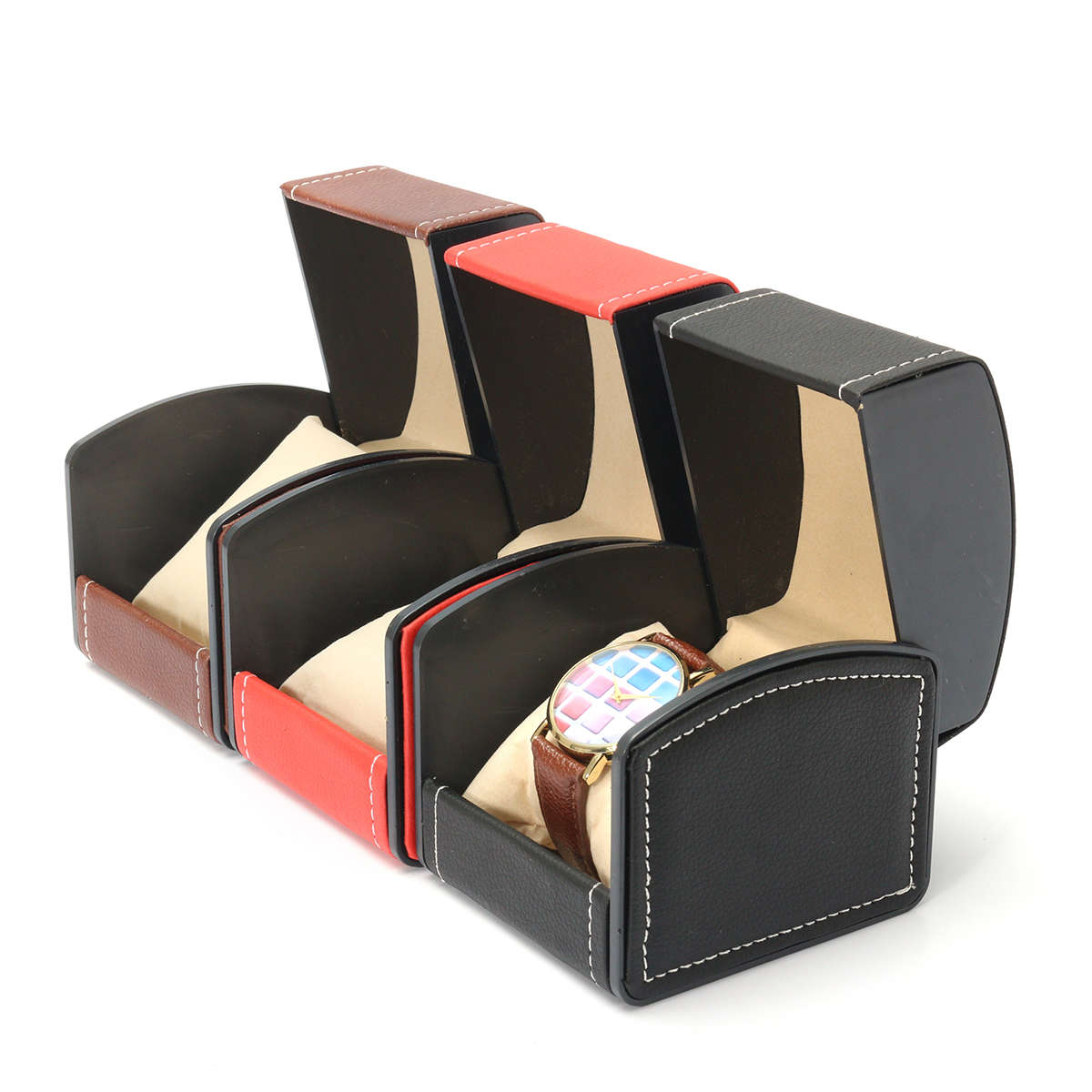 Watch Display Box Jewelry Leather Organizer Case Holder Storage Box