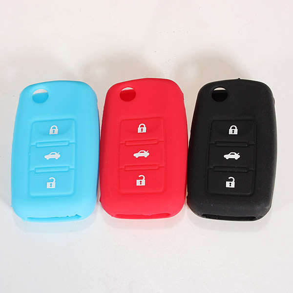Soft Silicone Remote Flip Key Fob Case 3 Buttons for VW Seat Skoda
