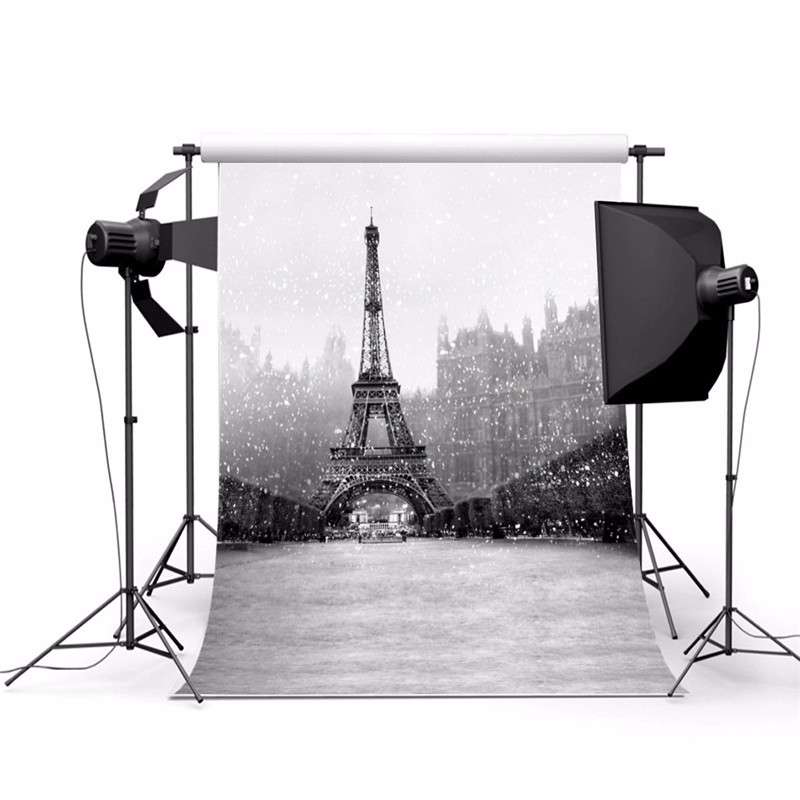 3x5ft Eiffel Tower Theme Photography Vinyl Background Backdrop for Studio 0.9x1