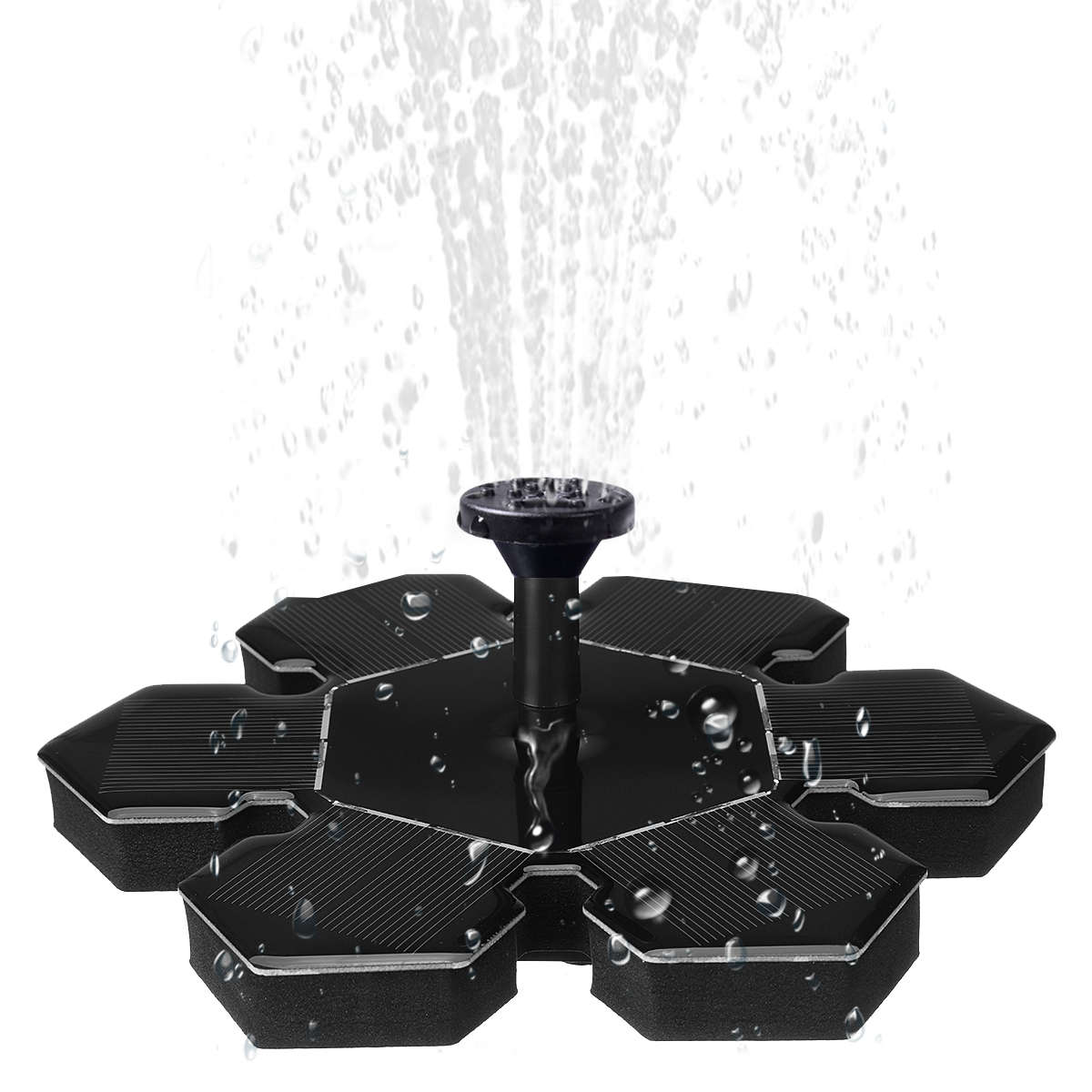 Garden Mini Floating Solar Power Water Pump Fountain 4 Sprayers Garden Ponds Fl