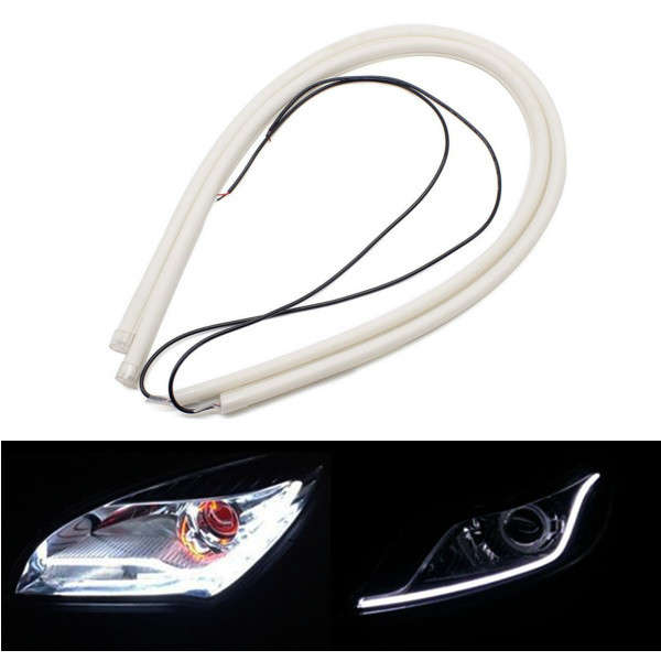 2pcs 85cm DC 12V White Flexible Car DRL LED Daytime Running Light Strip Angel E