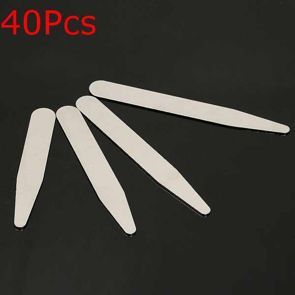 40pcs Stainless Steel Polished Collar Stays for Dress Shirts