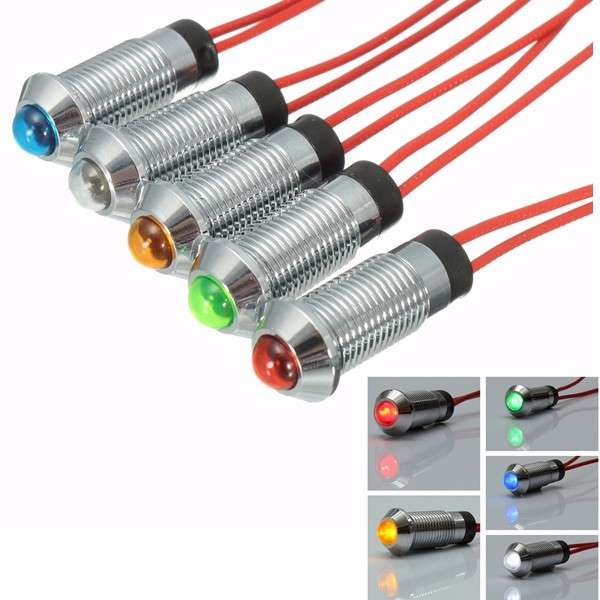 8mm 12V LED Indicator Light Pilot Directional Dashboard Lamp Car Truck Boat