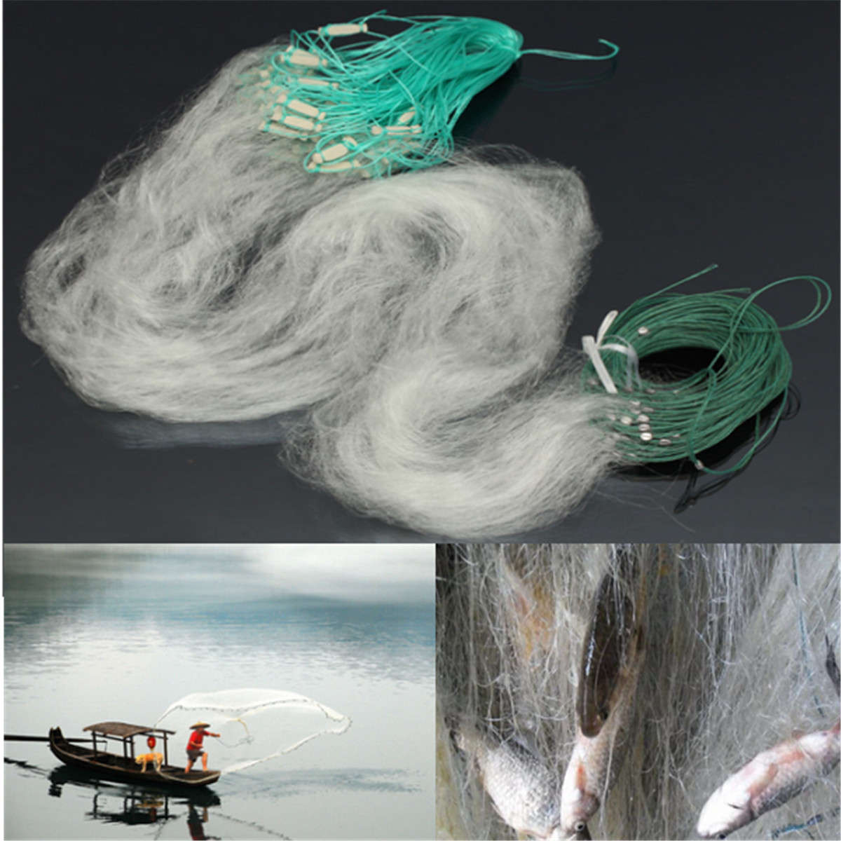 30M x 1.2M Clear White Fishing Fish Trap Monofilament Gill Net Nylon Silk Nets