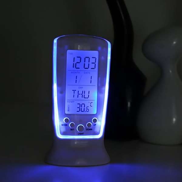 Multifunction Alarm Clock Calendar Thermometer Digital LCD LED Blue Backlight