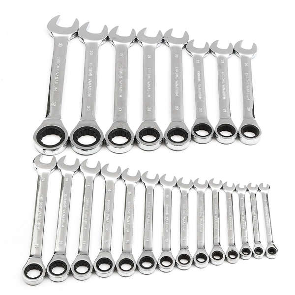 Chrome Vanadium Steel 6-32mm Metric Fixed Head Ratchet Spanner Gear Wrench