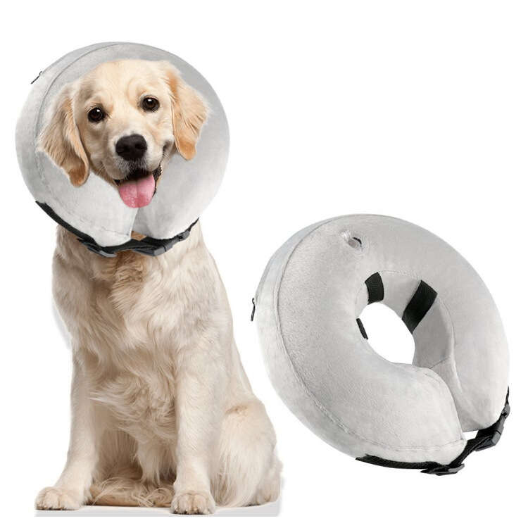 Protective Inflatable Dog Collar Soft Pet Recovery E-Collar Cone for Small Medi