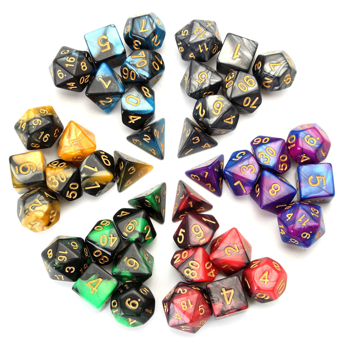 ECUBEE 42 Pcs Polyhedral Dice Double-Color For Role Pliaying Game Dice Set With