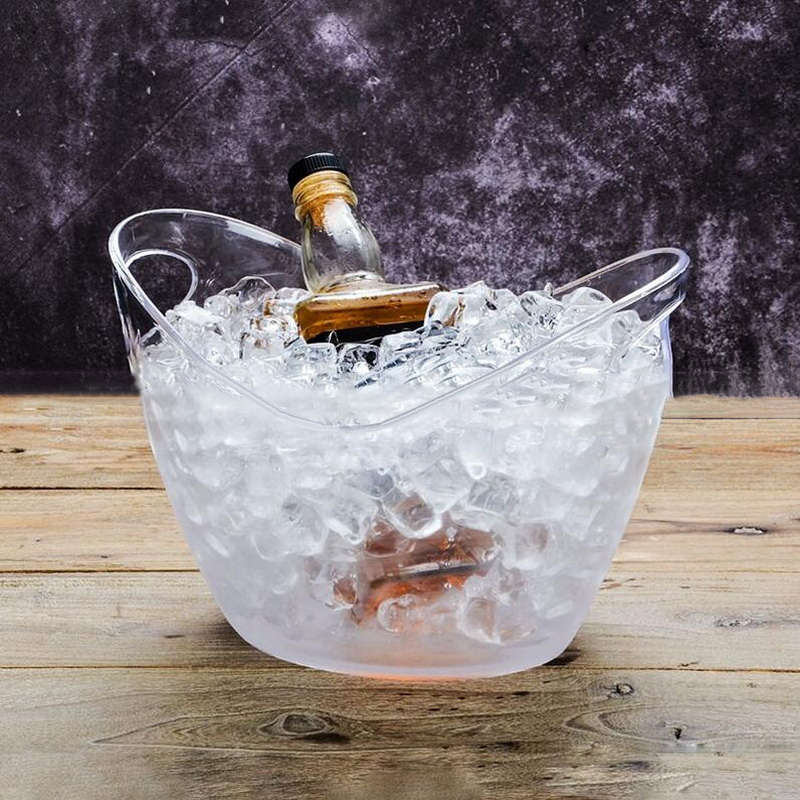 4L Plastic Transparent Garden Ice Bucket Super Large Ice Bucket Beer Champagne