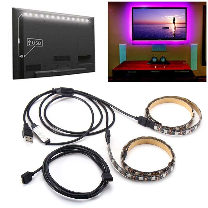 2PCS 50cm 5V 5050 Waterproof RGB USB LED Strip Light Bar TV Background Party Li