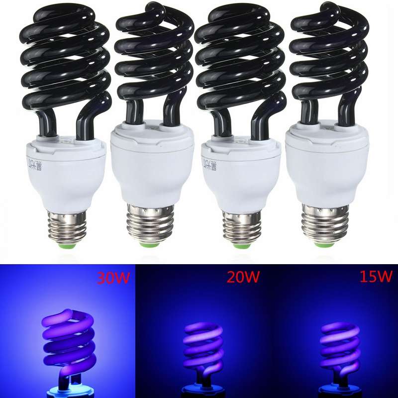 UV Ultraviolet Spiral Low Energy Saving CFL Light Bulb E27 Screw Black Light Bu