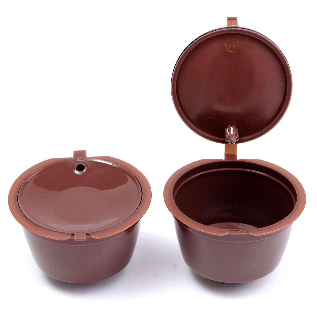 2 Pack Reusable Coffee Capsule Cup with Plastic Spoon and Cleaning Brush For Do