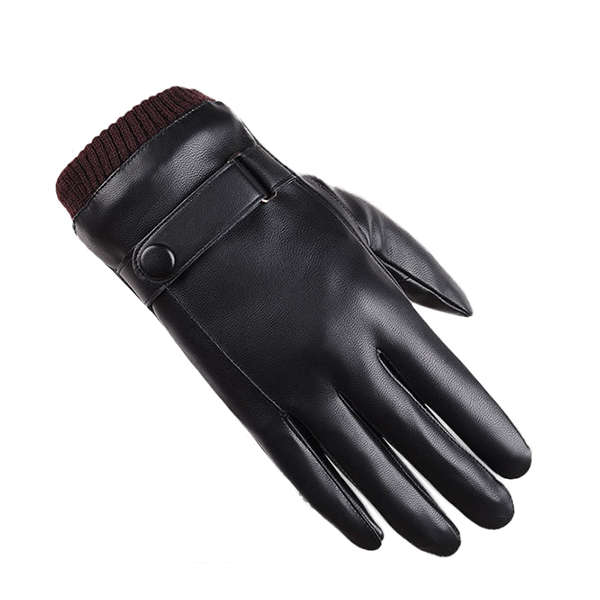 Men Women Full Finger PU Leather Gloves Thick Winter Warm Cycling Driving Windp