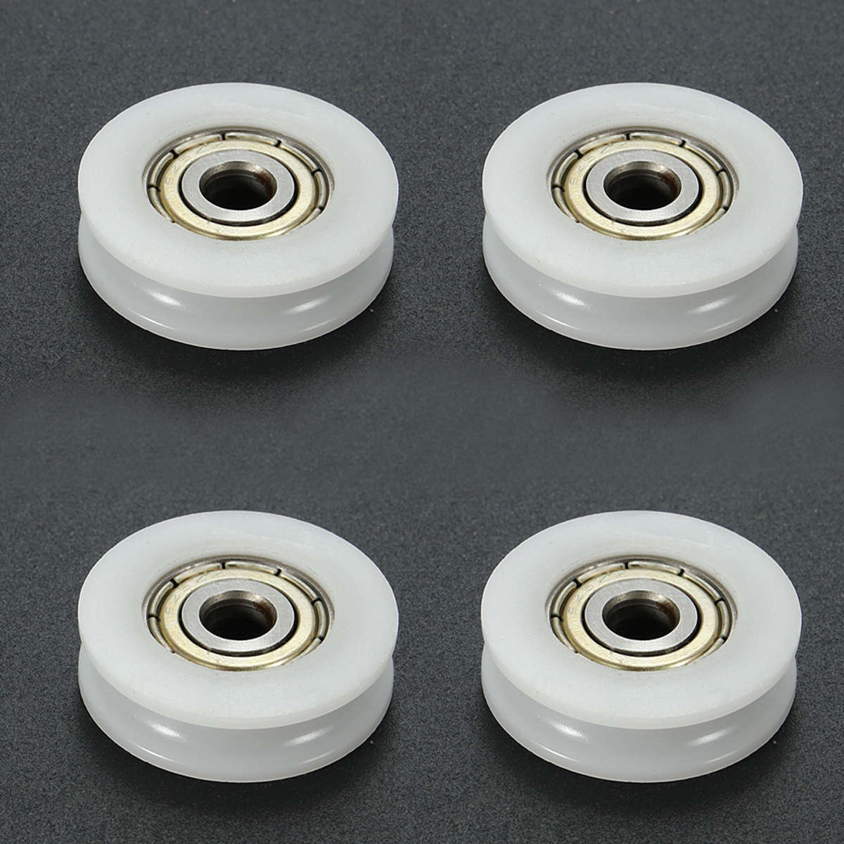 4pcs 5x24x7mm U Groove Nylon Round Pulley Wheel Roller For 3.8mm Rope Ball Bear