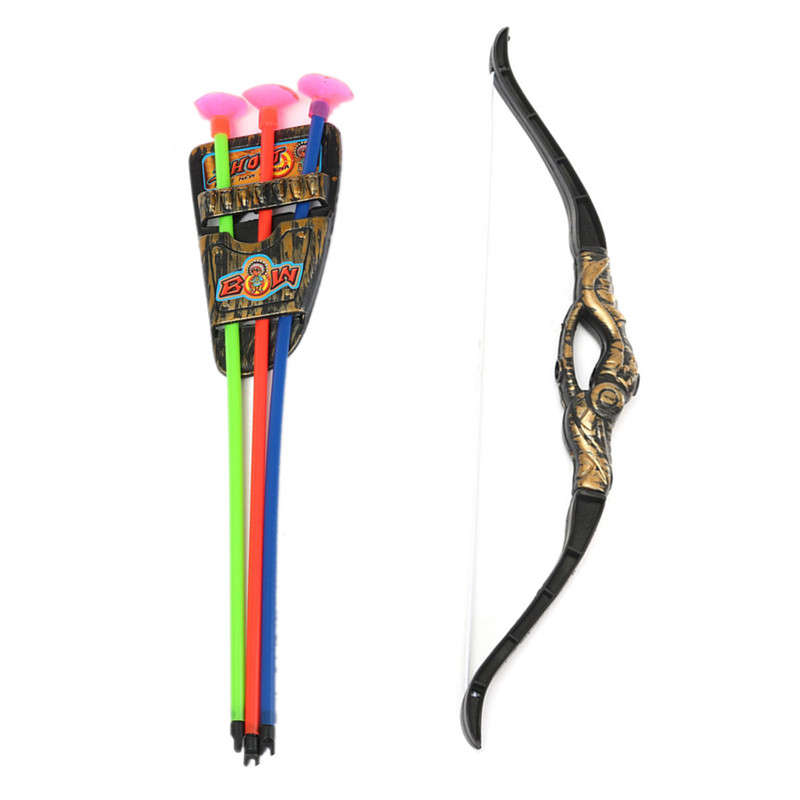 Plastic Bow Arrow Archery Simulation Bronze Sucker Bow Arrow Suit For Children