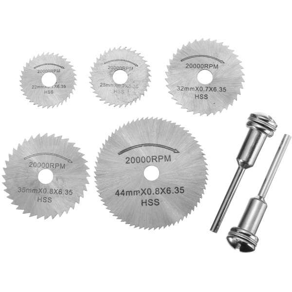 7pcs 22-44mm HSS Circular Cutting Saw Blade Discs 3.175mm Shank for Dremel
