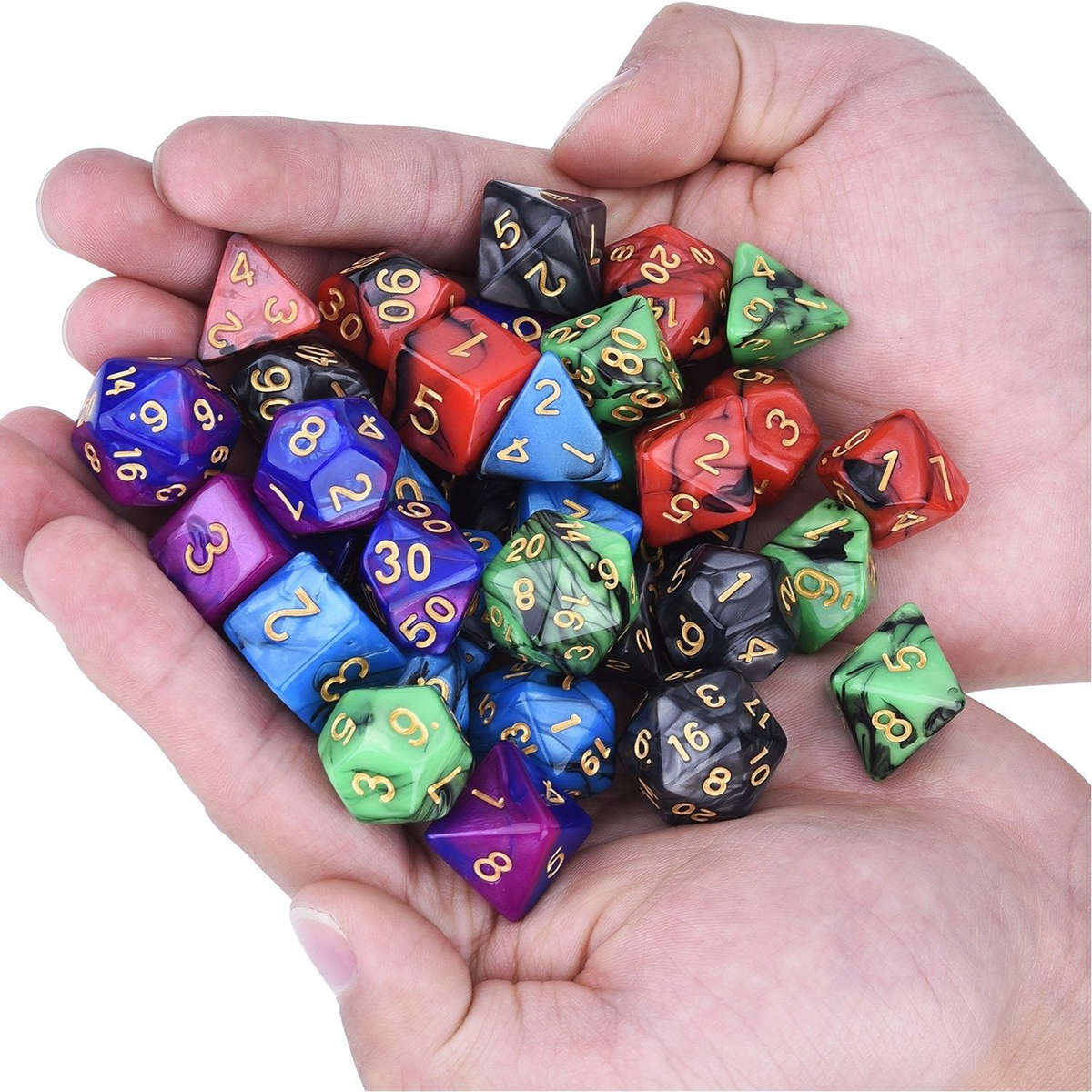 35Pcs Polyhedral Dice Set Multisided Dices Swirl RPG Role Playing Games Gadget