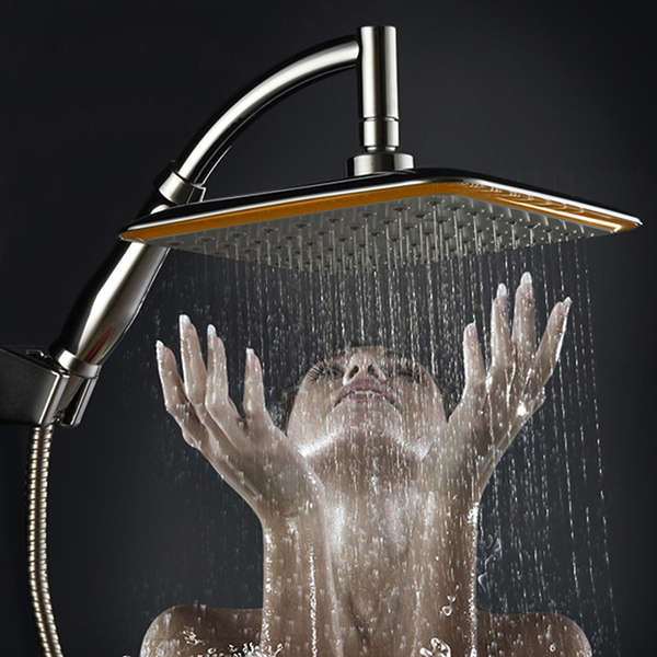 9 Inch Square Thin Rotatable Top Rain Shower Head Stainless Steel Water Saving
