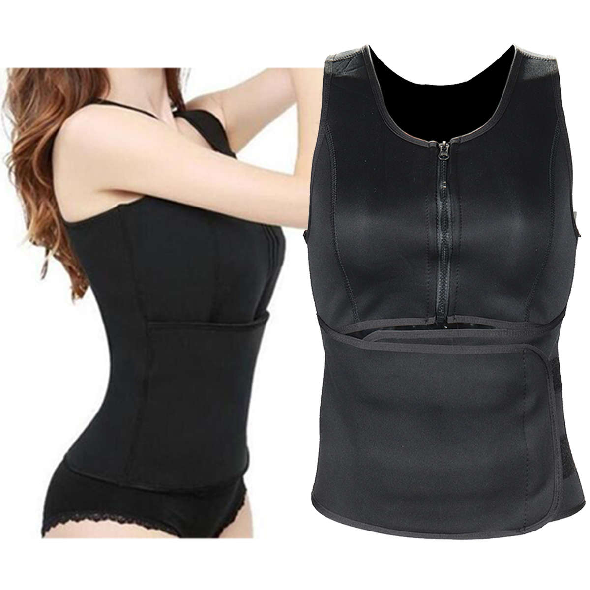 Neoprene Sauna Suit Sweat Vest Adjustable Waist Slim Trimmer Shaper