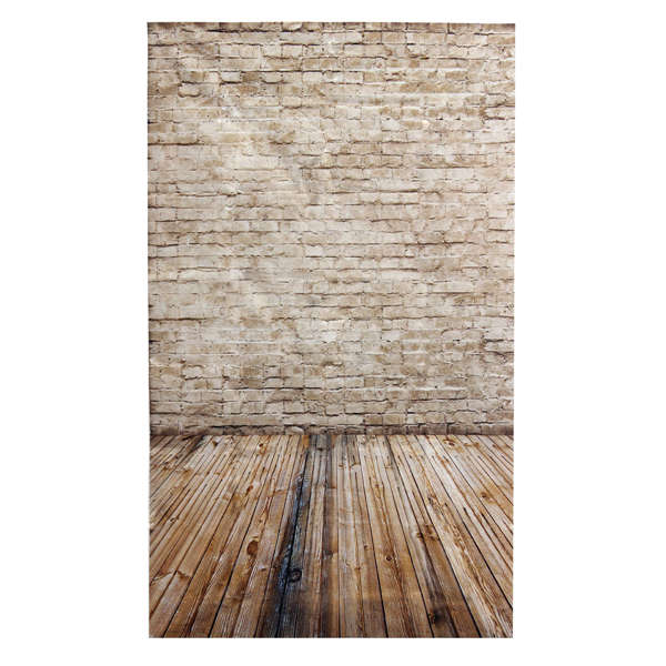3x5ft 90x150cm Vinyl Cream Coloured Wooden Floor Brick Studio Prop Photography