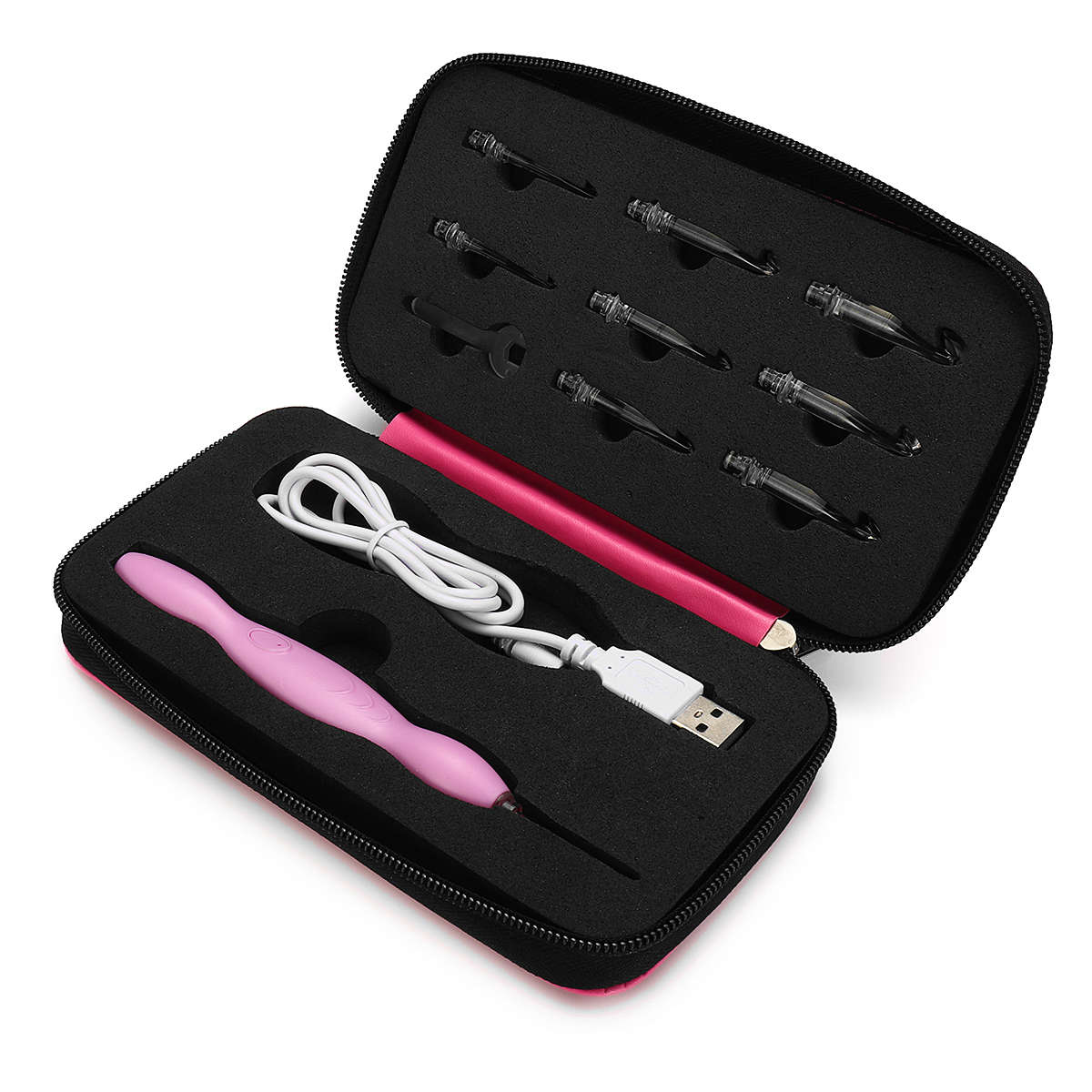 9 IN 1 USB Crochet Hooks LED Light Up Knitting Needles Set Weave Craft Tools Kit