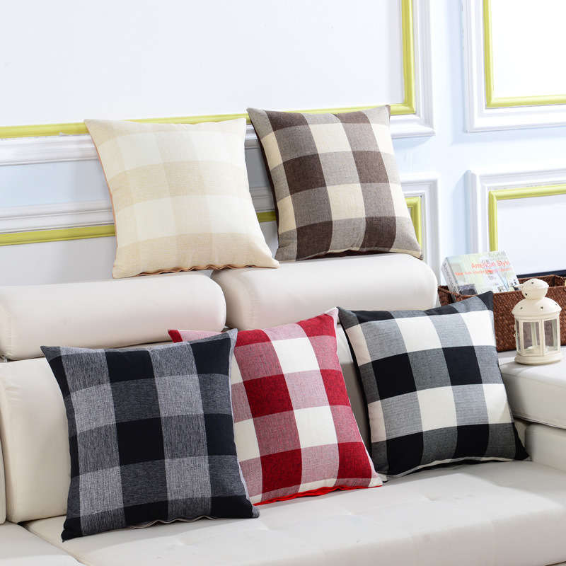 KCASA KC-W08 Simple Plaid and Striped Cushion Covers Throw Pillow Case for Sofa