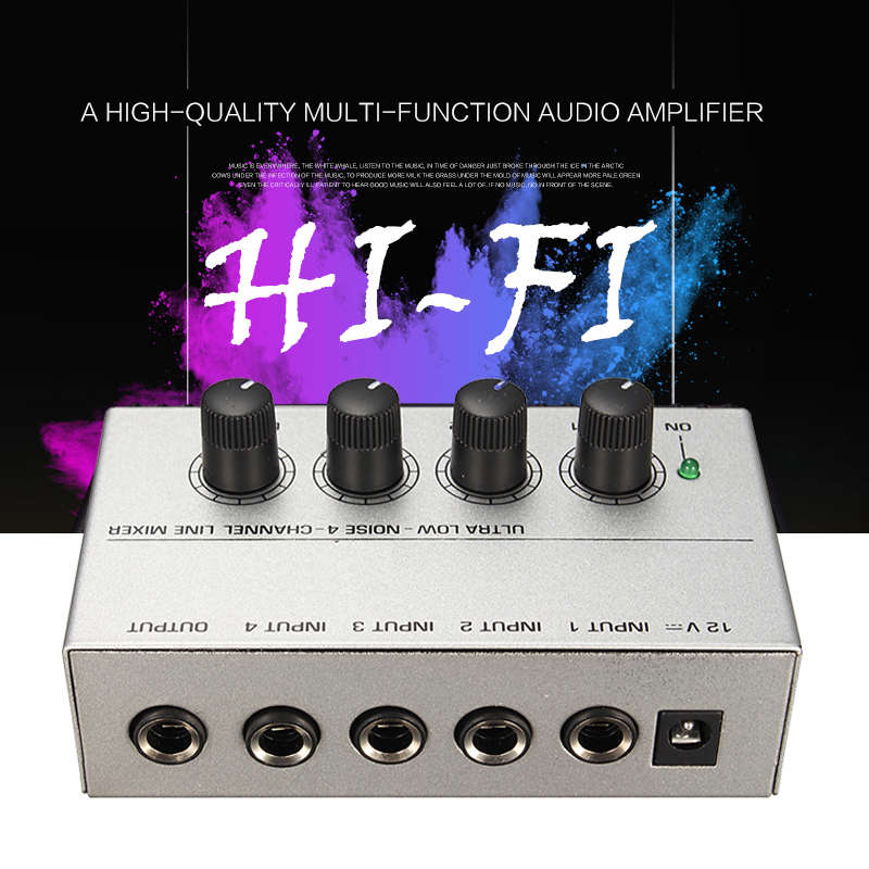 MX400 Ultra-compact Low Noise 4 Channels Line Mono Audio Mixer with Power Adapt