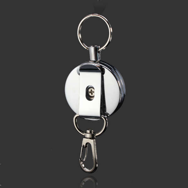 Suleve KR01 4cm Full Metal Tool Belt Retractable Key Ring Pull Chain Clip With