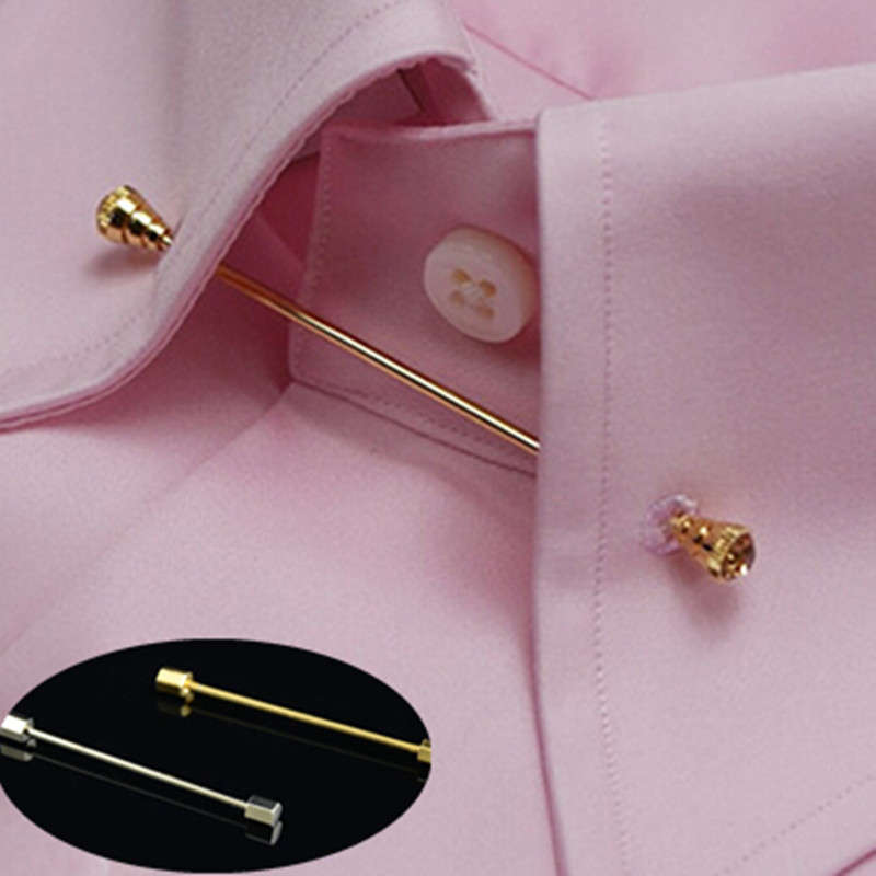 Men Silver Gold Necktie Tie Clip Bar Clasp Cravat Pin Skinny Collar Brooch With