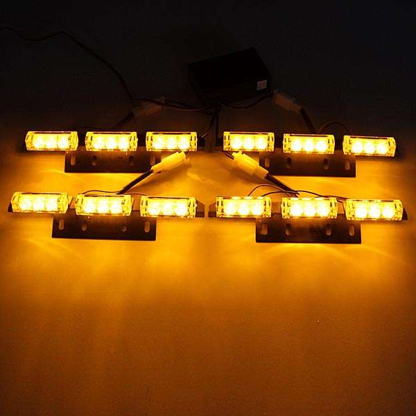 36 LEDs Flash Amber Car Emergency Light 4Bars Warning Strobe Auto Lamp