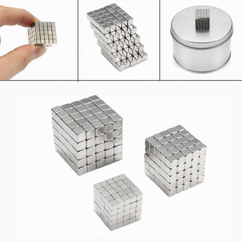 3/4/5mm 125pcs Magnetic Cube Tin Box Magnet Balls Magic Square 3D Puzzle Toy Gi