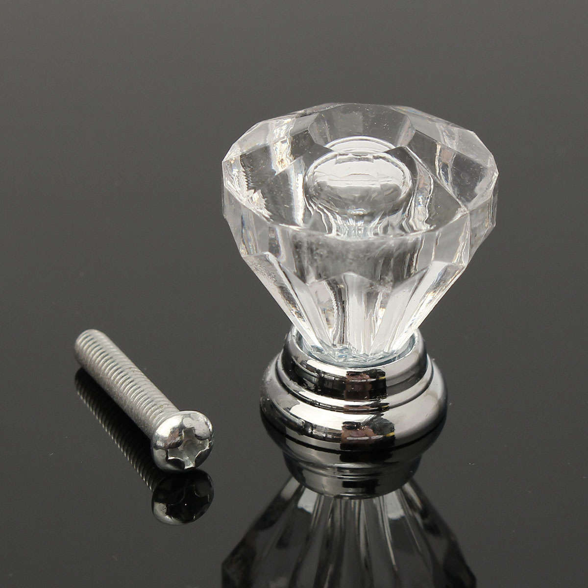 12pcsTransparent Crystal Glass Door Knobs Drawer Cabinet Furniture Handle Knob