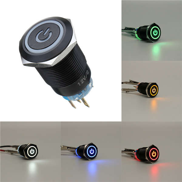 12V 5 Pin 19mm Led Metal Push Button Momentary Power Switch Waterproof Switch B