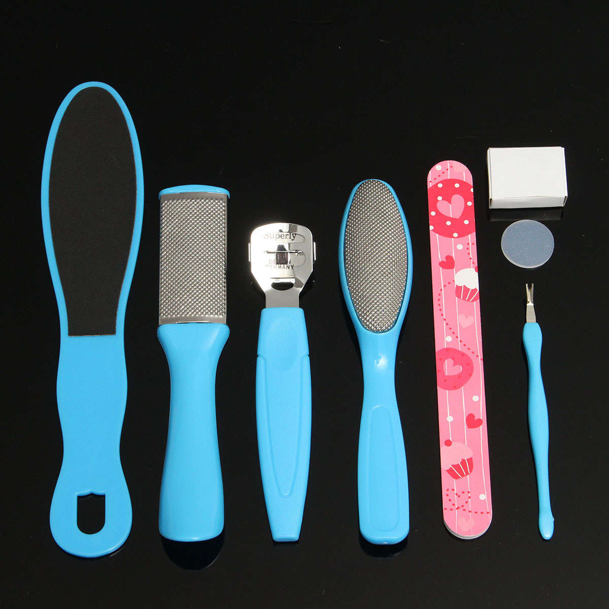 8 in 1 Foot Care Set Kit Dead Skin Remover Fork Pedicure File Callus Replacemen