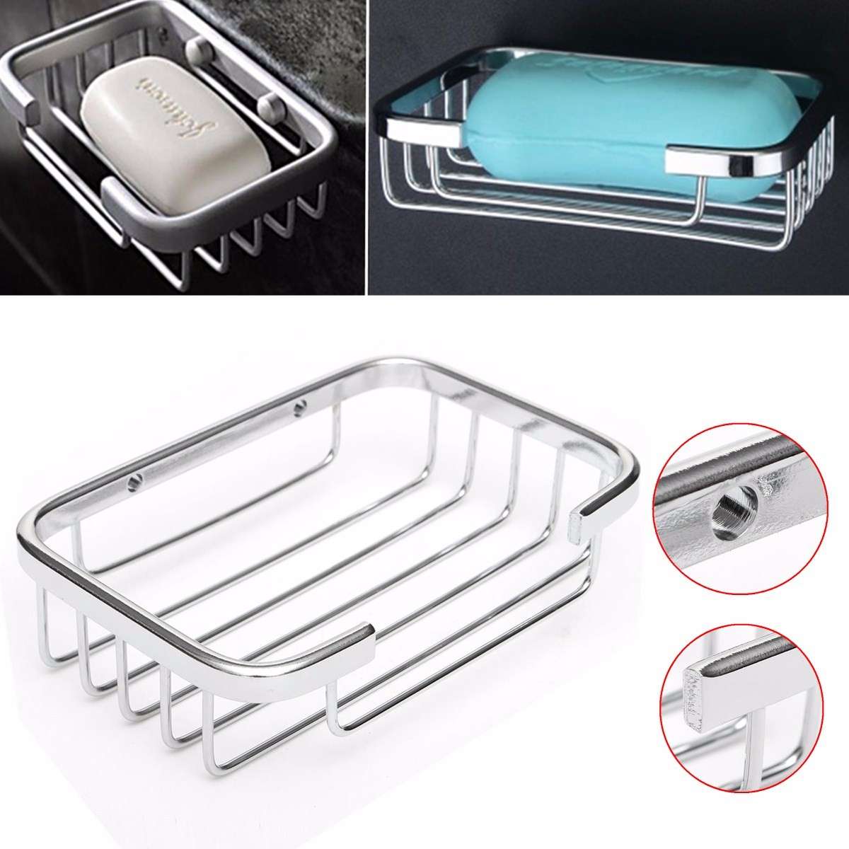 Wall Mounted Home Bathroom Shower Soap Holder Storage Container Dish Case Tray