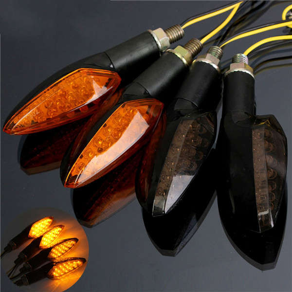 12V Universal Motorcycle 15LED Turn Signal Indicator Light Amber Smoke Lens Lon