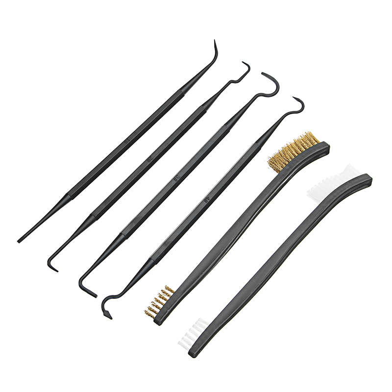 2 Double Ended Brushes & 4 Double Ended Picks Brass Nylon Brush Nylon Pick Clea