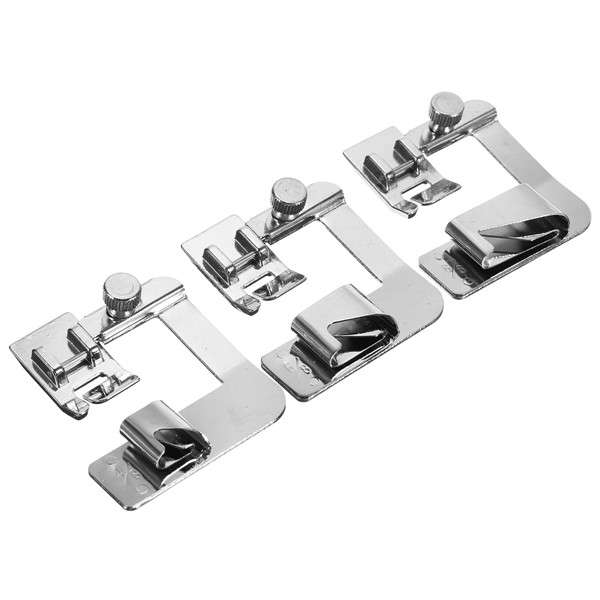 3pcs 4/8 6/8 1 Inch Rolled Hem Foot Set Domestic Sewing Machine Hemmer Presser