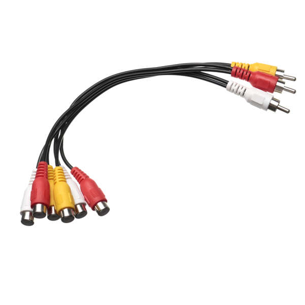 New 3 RCA Male To 6 RCA Female Plug Splitter Audio TV DVD Video Adapter AV Cable