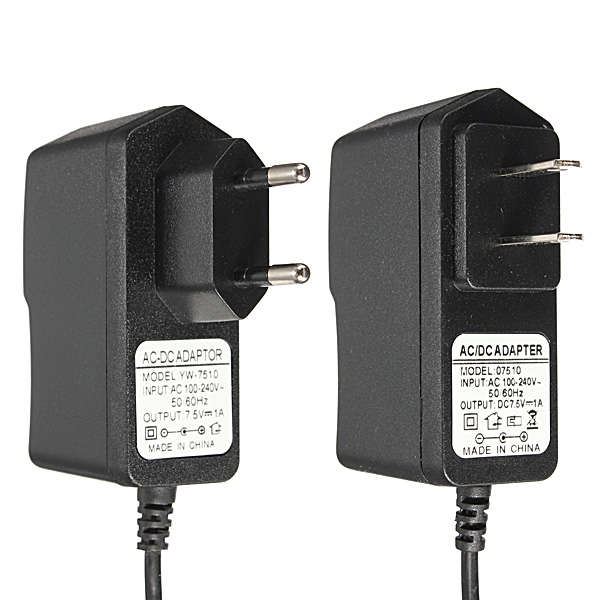 AC 100-240V DC 7.5V 1A 1000mA Power Supply Adapter Charger
