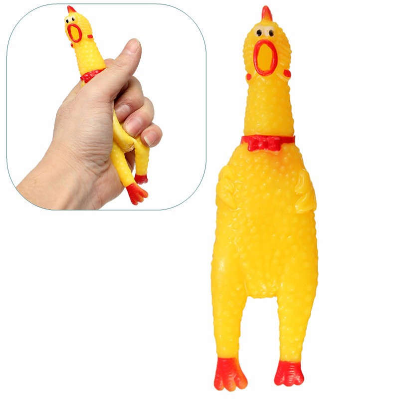 Yellow Screaming Rubber Chicken Pet DogToy Squeaker Stress Relievers Gift