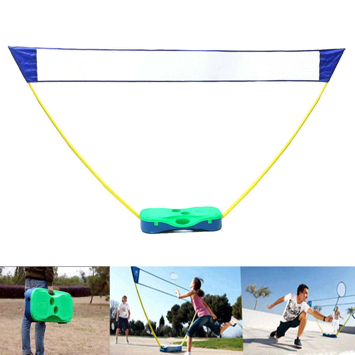 3 in 1 Outdoor Sport Badminton Tennis Volleyball Net Portable Stand Battledore
