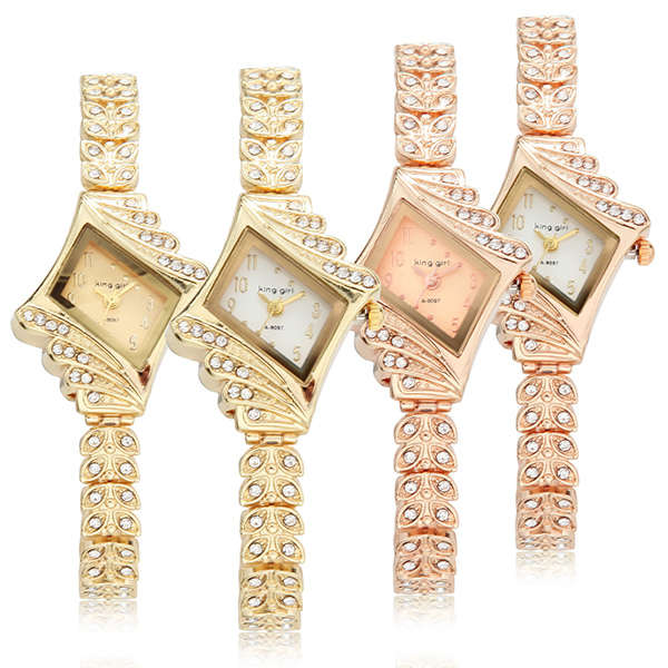 JW-3072 Fashion Irregular Small Dial Crystal Women Girls Quartz Wrist Watch