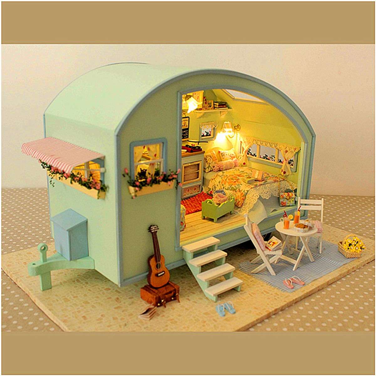 CuteRoom A-016 Time Travel DIY Wooden Dollhouse Miniature Kit Doll house LED Mu