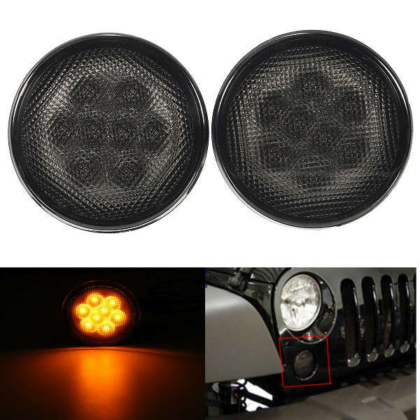 Amber Front Fender Smoked Lens LED Turn Signal Light Assembly for Jeep Wrangler