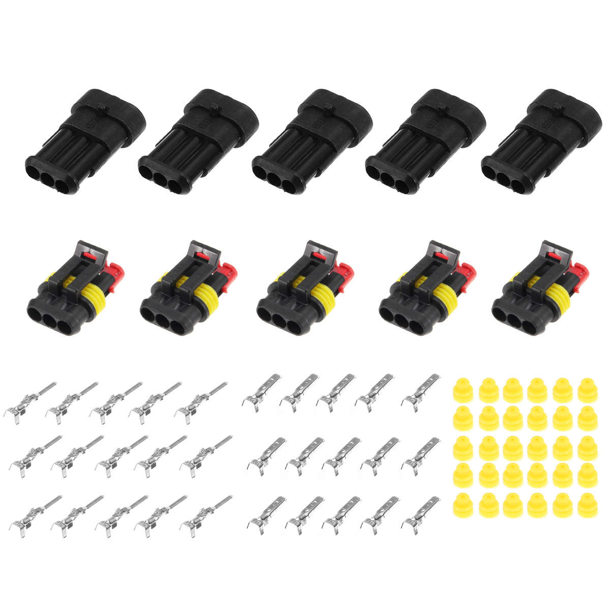 15 Kits 2 3 4 Pins Way Sealed Waterproof Electrical Wire Connector Plug Motorcy