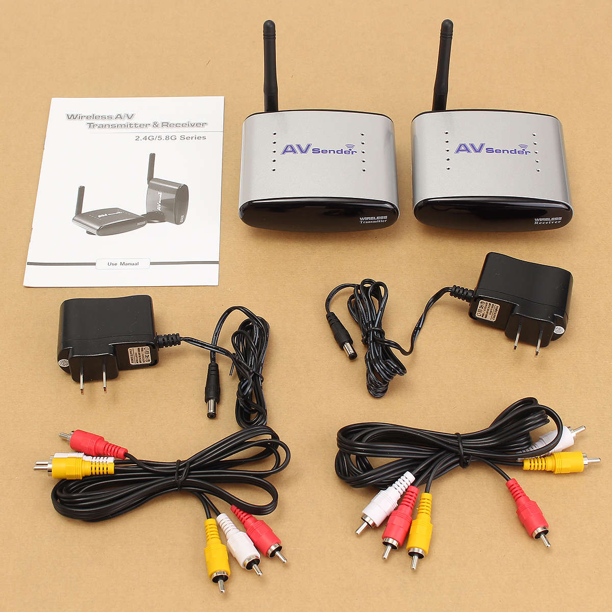 2.4GHz AV Wireless Transmitter Receiver Sender Audio Video w/IR Remote TV 492ft