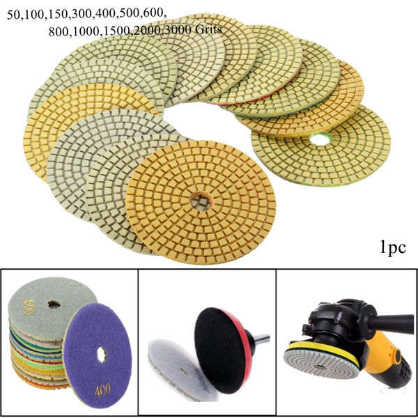 4 Inch Wet Diamond Polishing Pads 50-3000 Grit For Granite Marble Concrete